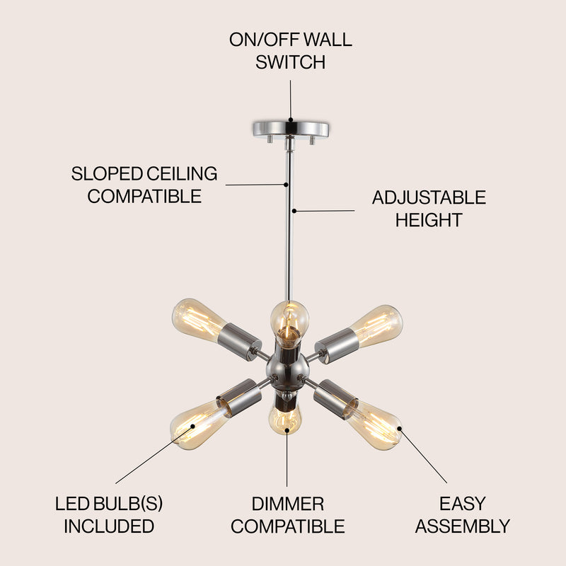 Jobs 17.5" Sputnik Metal LED Chandelier - JONATHAN Y