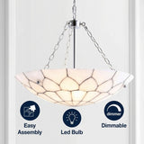 Bailey 23.5" Adjustable Marble/Metal LED Chandelier White/Chrome – ICONS