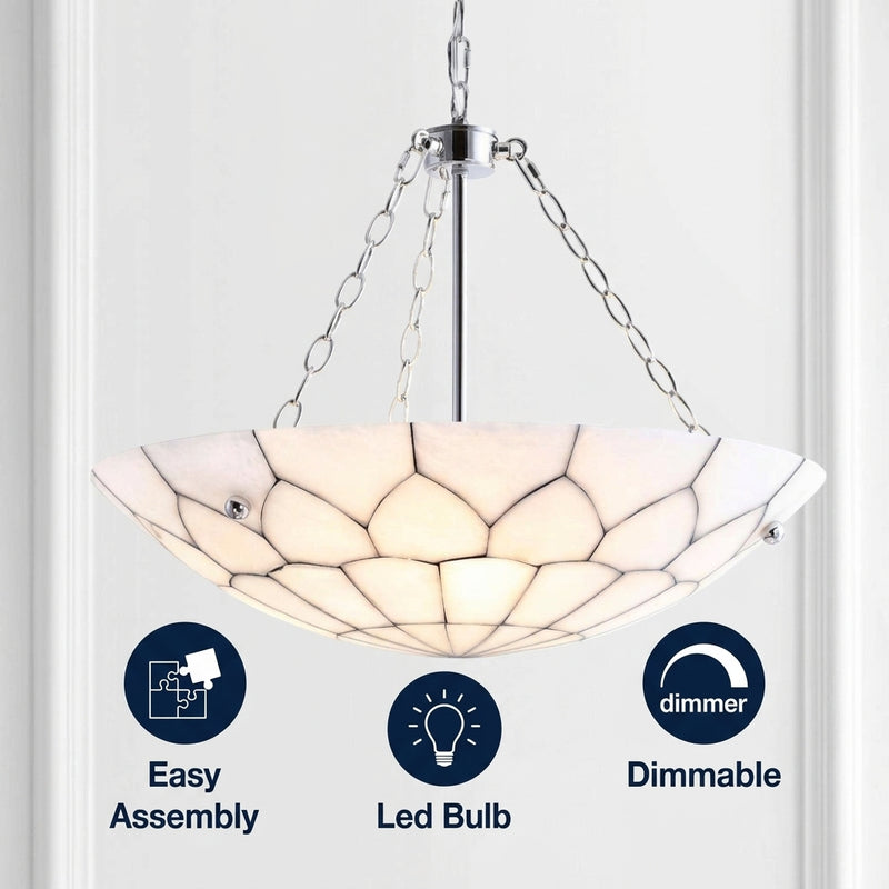 Bailey 23.5" Adjustable Marble/Metal LED Chandelier White/Chrome – ICONS
