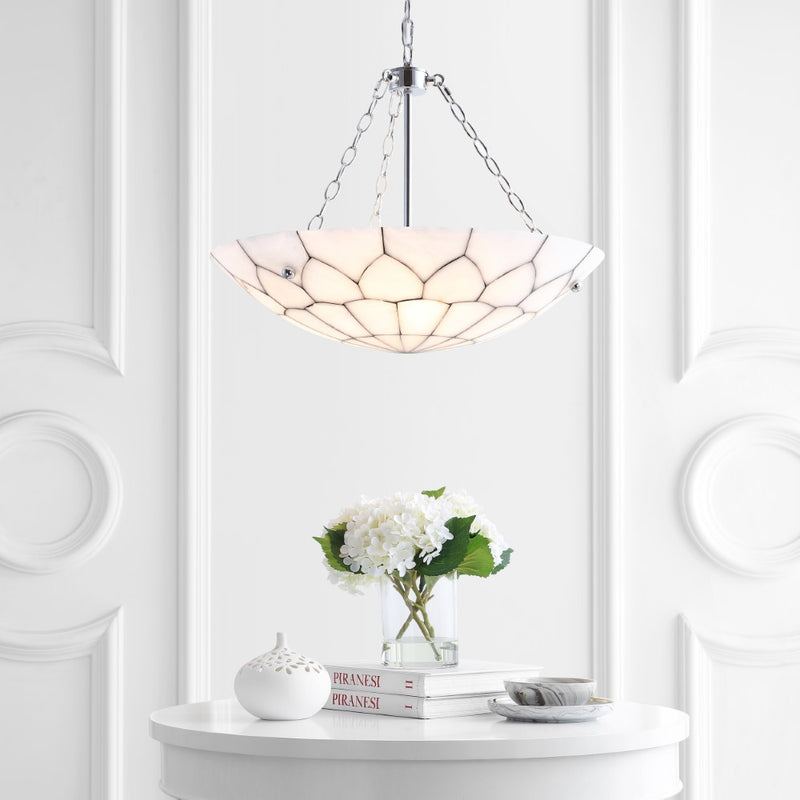 Bailey 23.5" Adjustable Marble/Metal LED Chandelier - JONATHAN Y
