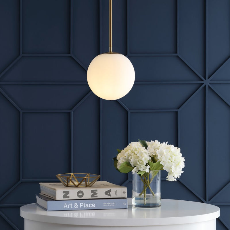 Bleecker 7.75" Metal/Glass Globe LED Pendant