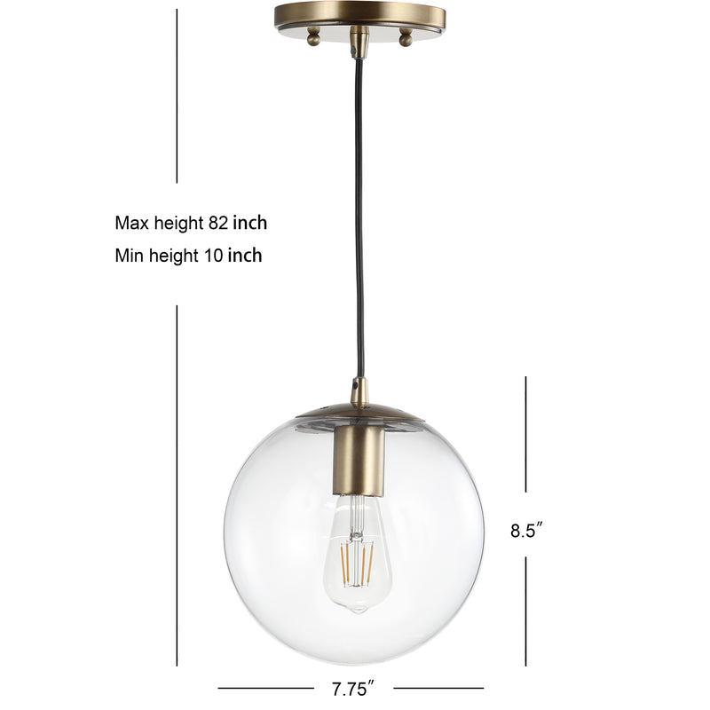 Bleecker 7.75" Metal/Glass Globe LED Pendant