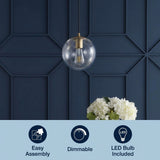 Bleecker 7.75" Metal/Glass Globe LED Pendant Clear/Brass – ICONS