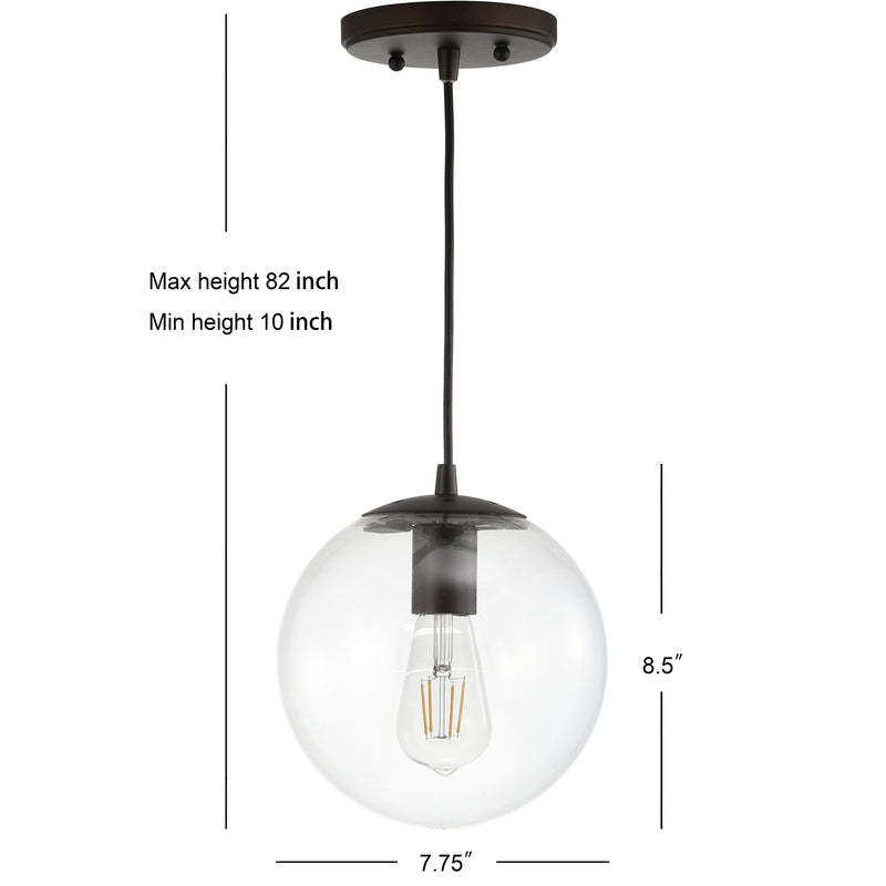 Bleecker 7.75" Metal/Glass Globe LED Pendant