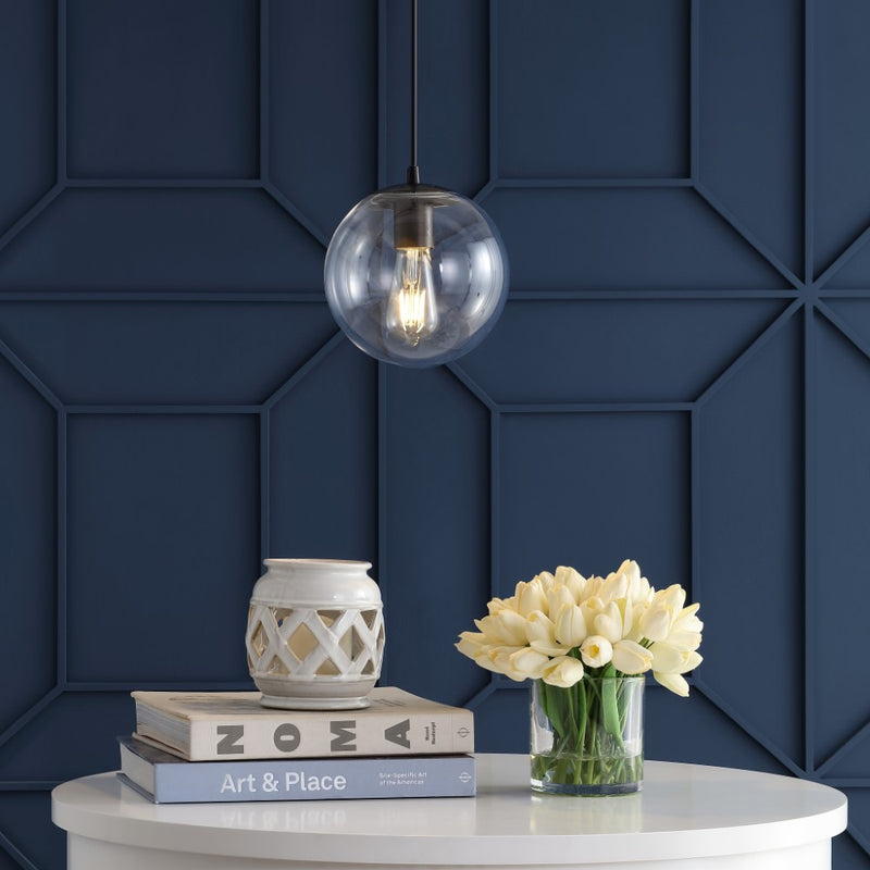 Bleecker 7.75" Metal/Glass Globe LED Pendant