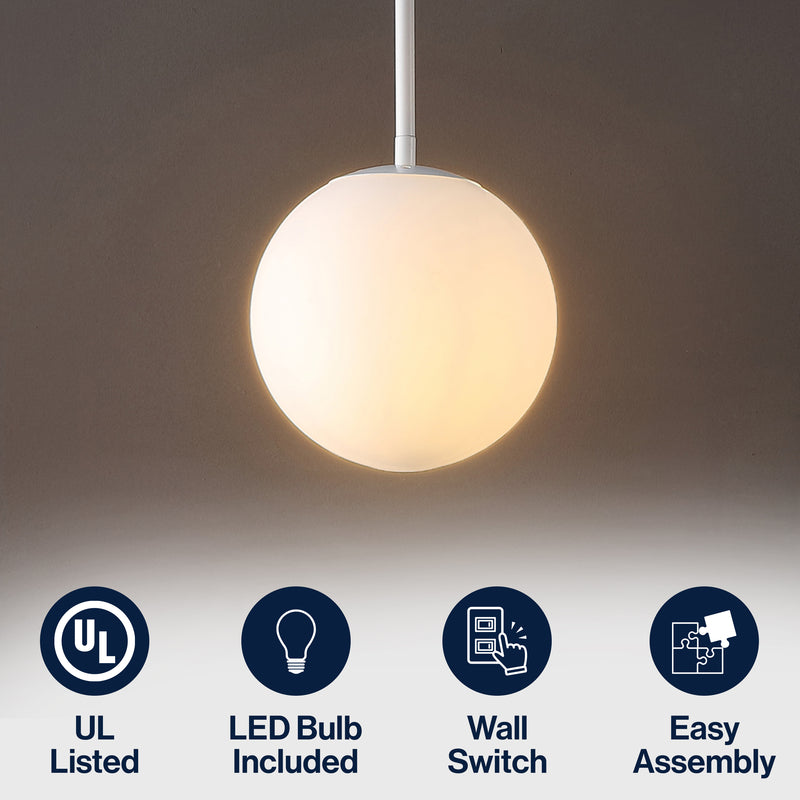 Bleecker 7.75" Metal/Glass Globe LED Pendant