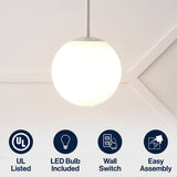 Bleecker 7.75" Metal/Glass Globe LED Pendant
