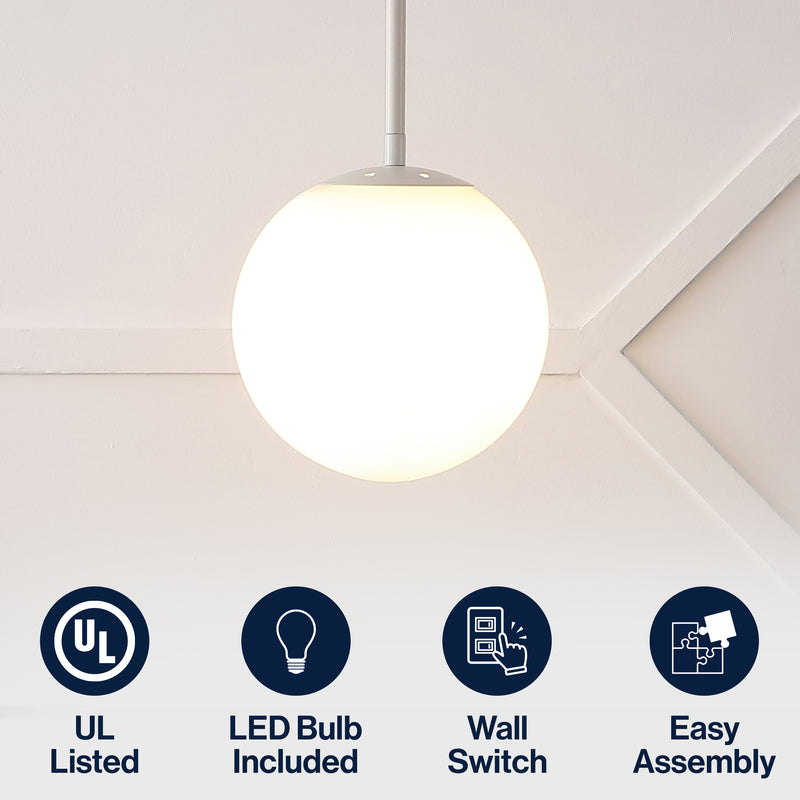 Bleecker 7.75" Metal/Glass Globe LED Pendant