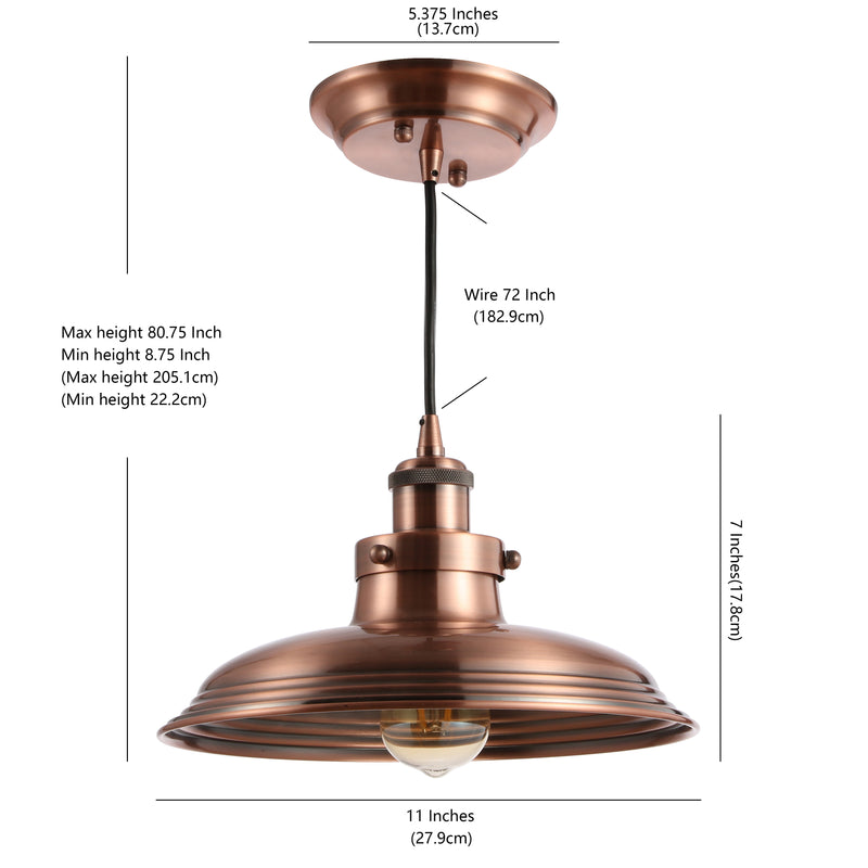 Bedford 11" Adjustable Iron Industrial Rustic LED Pendant - JONATHAN Y