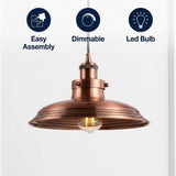 Bedford 11" Adjustable Iron Industrial Rustic LED Pendant Copper – ICONS