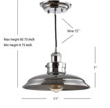 Bedford 11" Adjustable Iron Industrial Rustic LED Pendant - JONATHAN Y