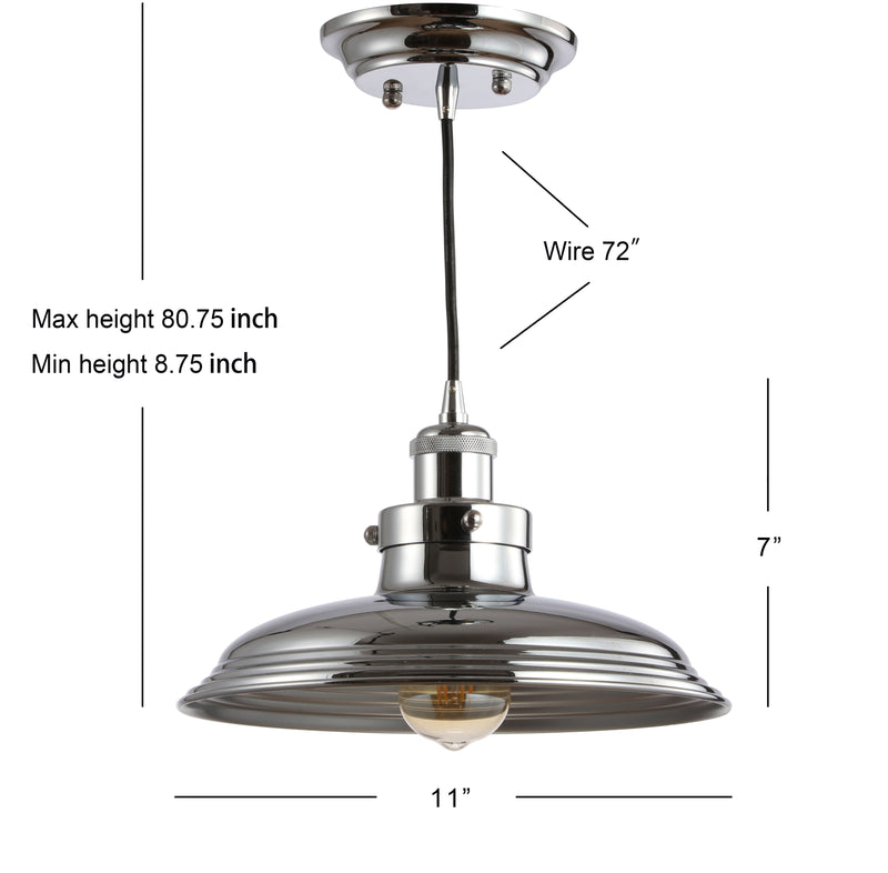 Bedford 11" Adjustable Iron Industrial Rustic LED Pendant - JONATHAN Y
