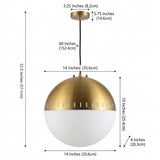 Remy 15.75" Adjustable Iron/Glass Art Deco Mid Century Globe LED Pendant Brass Gold – DIM