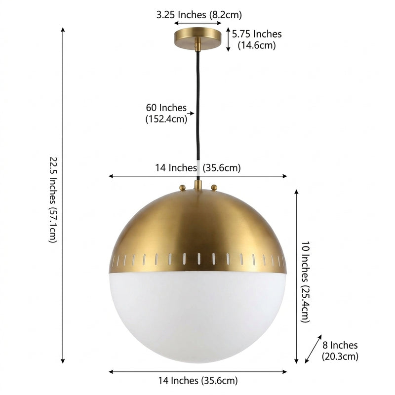 Remy 15.75" Adjustable Iron/Glass Art Deco Mid Century Globe LED Pendant Brass Gold – DIM