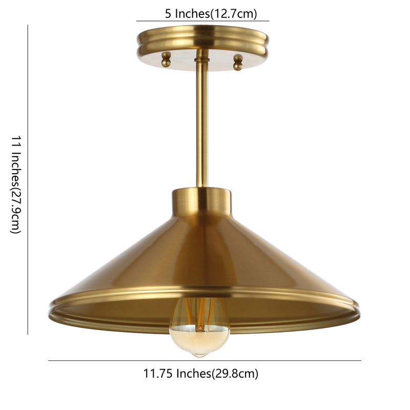 Cisco 11.75" Iron Modern Farmhouse LED Semi Flush Mount - JONATHAN Y