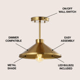 Cisco 11.75" Iron Modern Farmhouse LED Semi Flush Mount - JONATHAN Y
