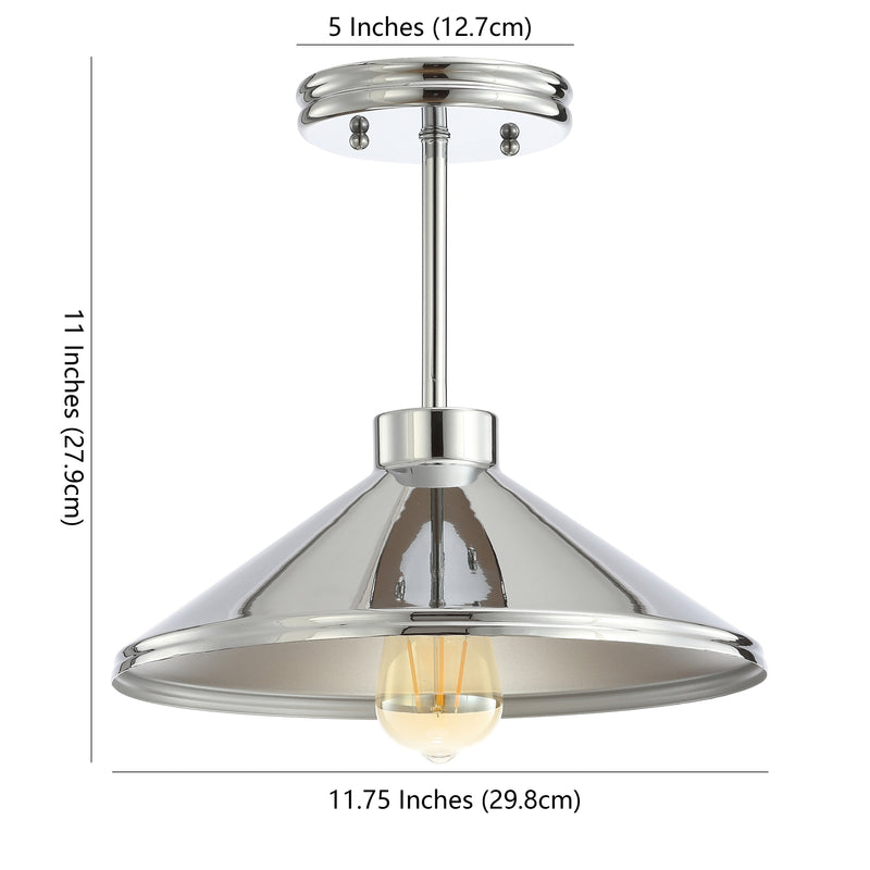 Cisco 11.75" Iron Modern Farmhouse LED Semi Flush Mount - JONATHAN Y