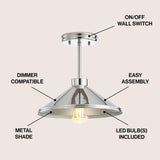 Cisco 11.75" Iron Modern Farmhouse LED Semi Flush Mount - JONATHAN Y