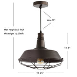 Farmhouse 14.25" Adjustable Industrial Metal LED Pendant - JONATHAN Y