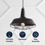 Farmhouse 14.25" Adjustable Industrial Metal LED Pendant Oil Rubbed Bronze – ICONS