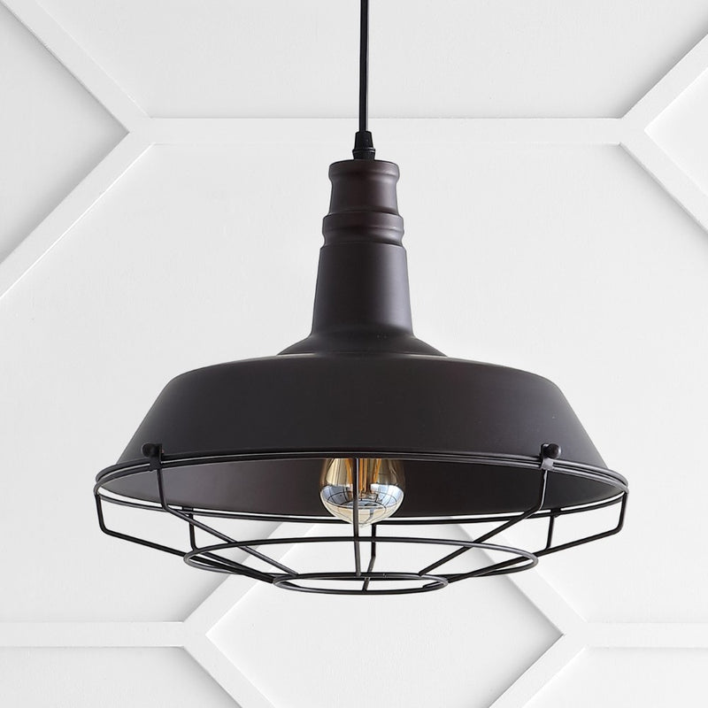 Farmhouse 14.25" Adjustable Industrial Metal LED Pendant - JONATHAN Y