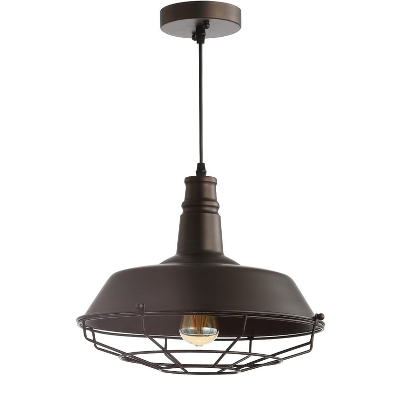 Farmhouse 14.25" Adjustable Industrial Metal LED Pendant - JONATHAN Y