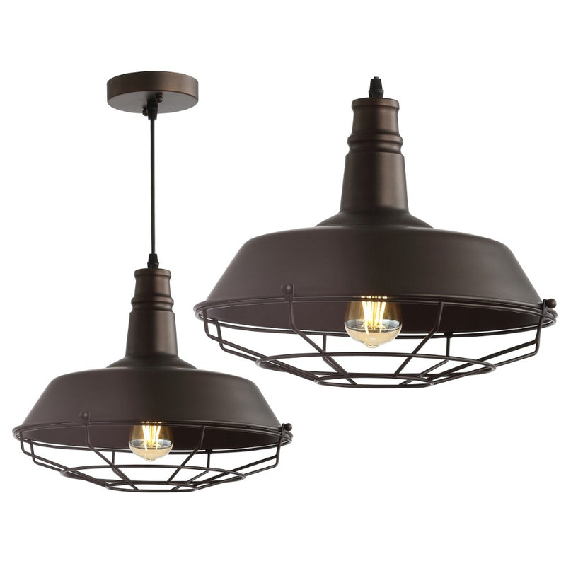 Farmhouse 14.25" Adjustable Industrial Metal LED Pendant - JONATHAN Y