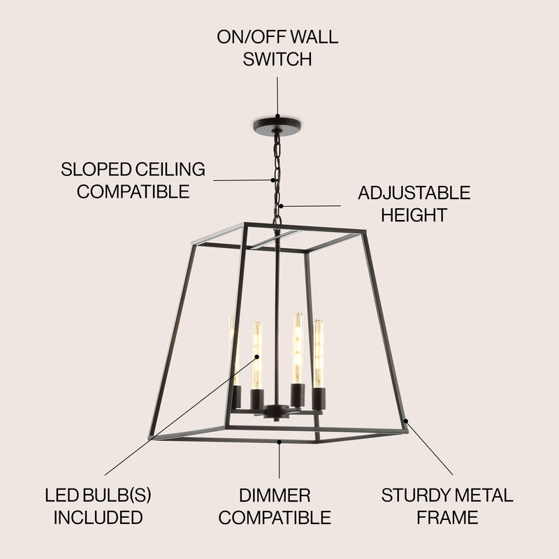 Hutson 21" Iron Modern Angled LED Chandelier - JONATHAN Y