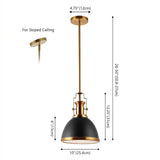 Homer Modern Industrial Iron LED Dome Pendant Black/Brass Gold / 10'' – DIM