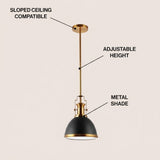 Homer Modern Industrial Iron LED Dome Pendant Black/Brass Gold / 10'' – ICONS
