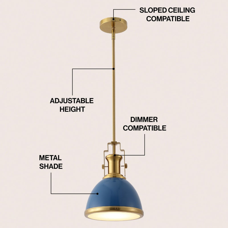 Homer Modern Industrial Iron LED Dome Pendant