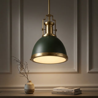 Homer Modern Industrial Iron LED Dome Pendant Kombu Green/Brass Gold / 10'' – AI-ON
