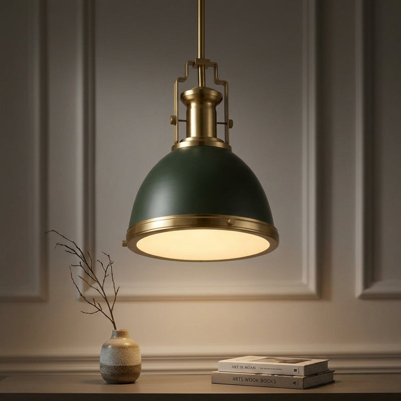 Homer Modern Industrial Iron LED Dome Pendant Kombu Green/Brass Gold / 10'' – AI-ON