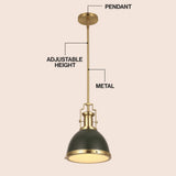 Homer Modern Industrial Iron LED Dome Pendant