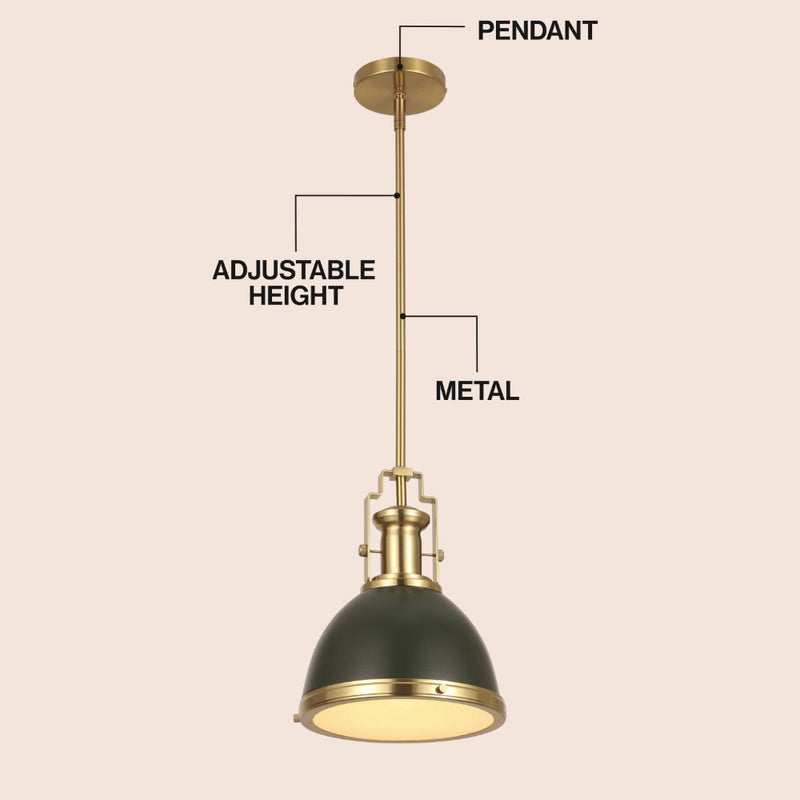 Homer Modern Industrial Iron LED Dome Pendant