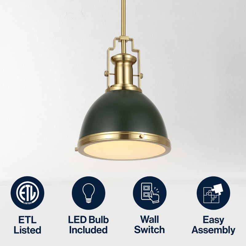 Homer Modern Industrial Iron LED Dome Pendant