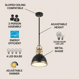 Homer Modern Industrial Iron LED Dome Pendant Black/Brass Gold / 13'' – ICONS