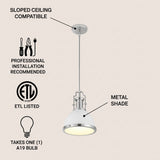 Homer Modern Industrial Iron LED Dome Pendant Chrome/White / 13'' – ICONS