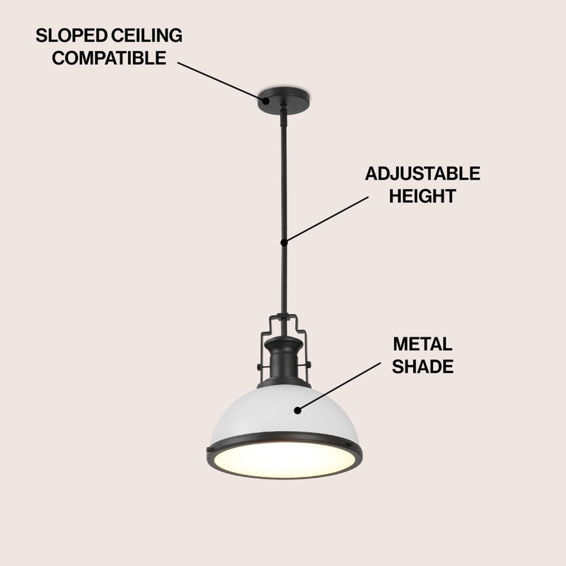 Homer Modern Industrial Iron LED Dome Pendant