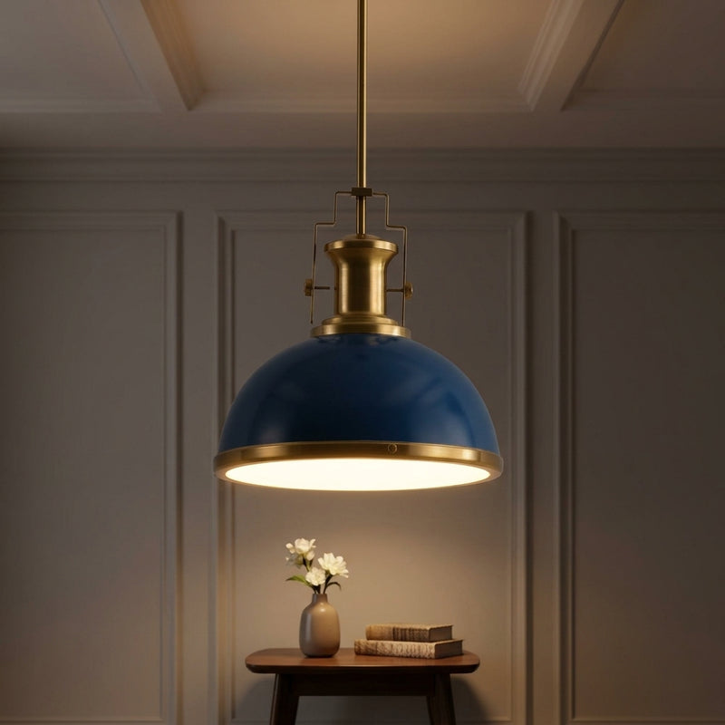 Homer Modern Industrial Iron LED Dome Pendant Navy/Brass Gold / 13'' – AI-ON