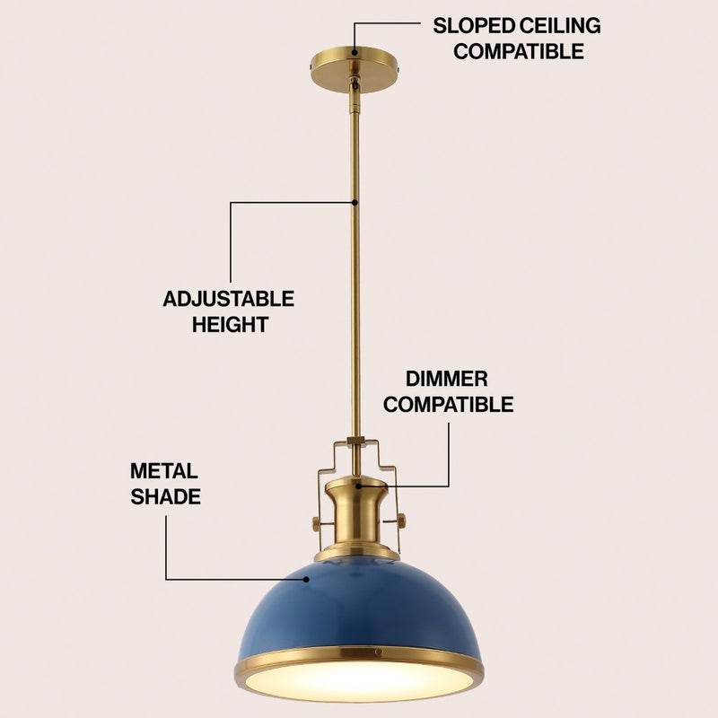Homer Modern Industrial Iron LED Dome Pendant