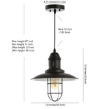 Deere 12" Adjustable Iron/Glass Cage Light LED Pendant - JONATHAN Y