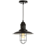 Deere 12" Adjustable Iron/Glass Cage Light LED Pendant - JONATHAN Y