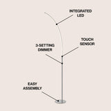 Curva 64" Metal Minimalist Modern LED Integrated Floor Lamp - JONATHAN Y
