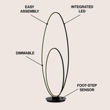 Looper 47" Metal Modern Contemporary Oval Dimmable Integrated LED Floor Lamp - JONATHAN Y