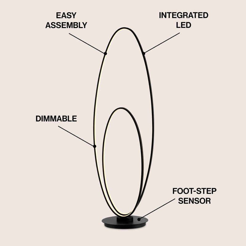 Looper 47" Metal Modern Contemporary Oval Dimmable Integrated LED Floor Lamp - JONATHAN Y