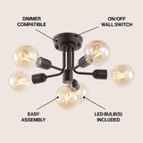 Marcel 20" Globe Farmhouse Modern Iron Bistro LED Semi Flush Mount - JONATHAN Y