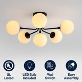 Olivier Parisian 24" Globe Modern Industrial Iron Bistro LED Semi Flush Mount