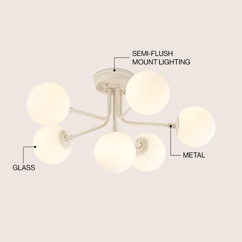 Olivier Parisian 24" Globe Modern Industrial Iron Bistro LED Semi Flush Mount
