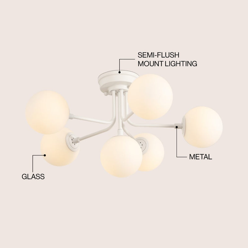 Olivier Parisian 24" Globe Modern Industrial Iron Bistro LED Semi Flush Mount